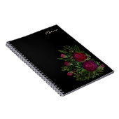 黒い背景の水色バラ、水色 ノートブック (右側)