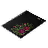 黒い背景の水色バラ、水色 ノートブック (左側)