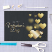 黒い背景の洗練された金ゴールドハート 薄葉紙 (クラフト)