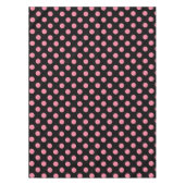 黒い背景の渦巻形のなピンクの水玉模様 テーブルクロス (正面)