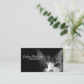 黒い背景の猫 名刺 (スタンド正面)