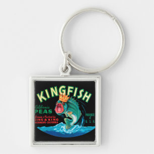 黒い背景の王冠を身に着けている低音の魚 キーホルダー
