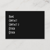 黒い背景の白いチューリップの写真 名刺 (裏面)