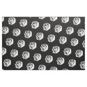 黒い背景の白いバラ ファブリック (ファットクウォーター)