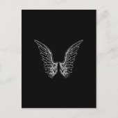 黒い背景の白い天使の翼 ポストカード (正面)