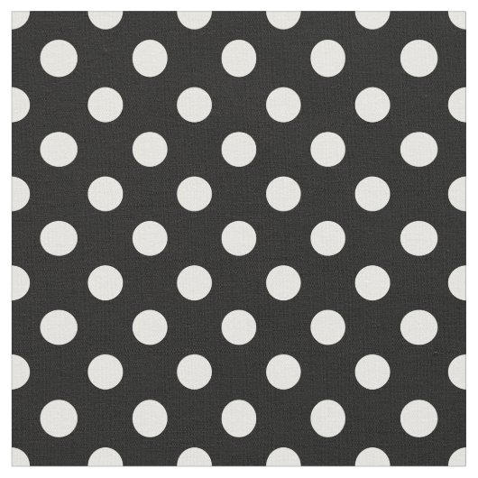 黒い背景の白い水玉模様 ファブリック (クローズアップ)