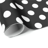 黒い背景の白い水玉模様 ラッピングペーパー (ロールコーナー)
