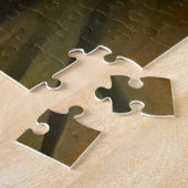 黒い背景の白い牛（家畜） ジグソーパズル (側面)