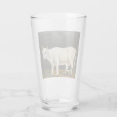 黒い背景の白い牛（家畜） タンブラーグラス (裏面)