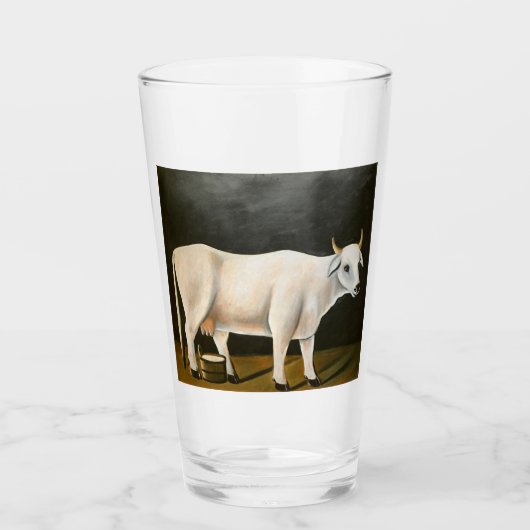 黒い背景の白い牛（家畜） タンブラーグラス (正面)