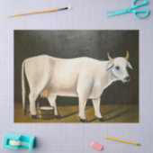 黒い背景の白い牛(家畜) 薄葉紙 (クラフト)