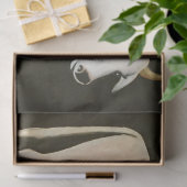 黒い背景の白い牛(家畜) 薄葉紙 (ギフト)