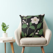 黒い背景の白い花 クッション (椅子)