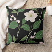 黒い背景の白い花 クッション (ブランケット)