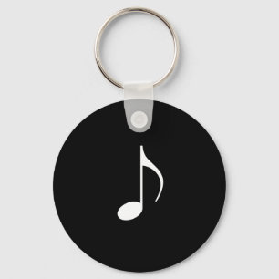 黒い背景の白い音楽第8ノート キーホルダー