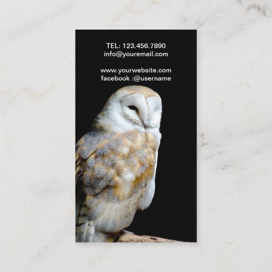 黒い背景の納屋フクロウ 名刺 (裏面)