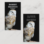 黒い背景の納屋フクロウ 名刺 (正面/裏面)