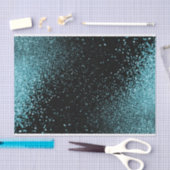 黒い背景の美しいティール(緑がかった色)グリッター 薄葉紙 (クラフト)