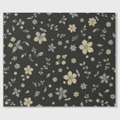 黒い背景の花 ラッピングペーパー (フラット)