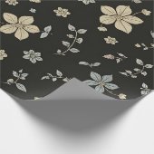黒い背景の花 ラッピングペーパー (角)