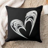 黒い背景の芸術的で白いハート クッション (ブランケット)