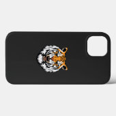 黒い背景の虎の顔のクローズアップ Case-Mate iPhoneケース (裏面 (横))
