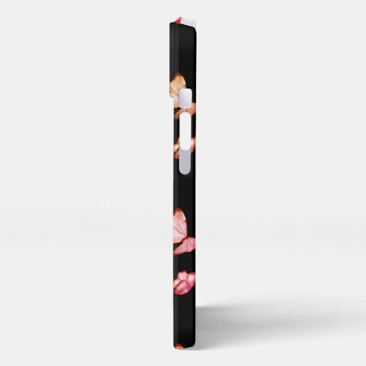 黒い背景の蝶 iPhoneケース (左側面)