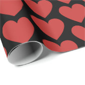 黒い背景の赤いハートのクイーン ラッピングペーパー (ロールコーナー)