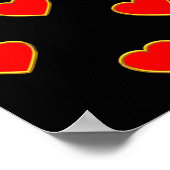 黒い背景の赤いハート ポスター (角)