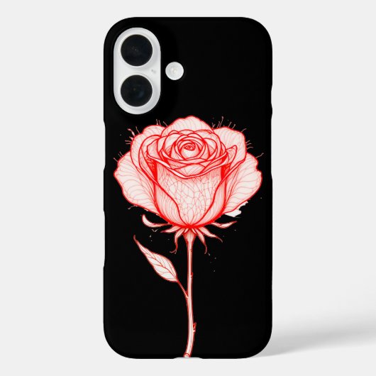 黒い背景の赤いバラのイラスト Case-Mate iPhoneケース (裏面)