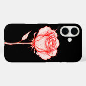 黒い背景の赤いバラのイラスト Case-Mate iPhoneケース (裏面 (横))