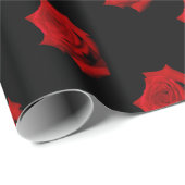 黒い背景の赤いバラ ラッピングペーパー (ロールコーナー)