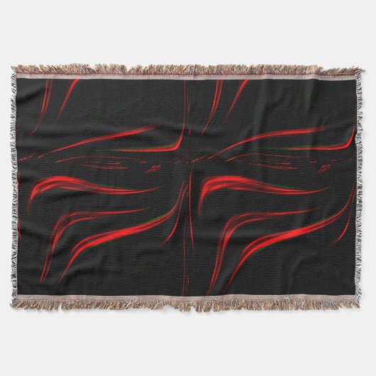 黒い背景の赤い波線 スローブランケット (正面)
