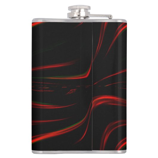 黒い背景の赤い波線 フラスク (裏面)