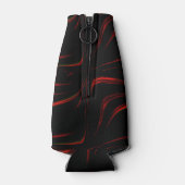 黒い背景の赤い波線 ボトルクーラー (裏面)