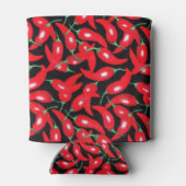 黒い背景の赤い熱いチリ 缶クーラー (裏面)