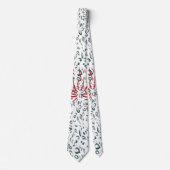 黒い背景の赤い花 ネクタイ (正面)