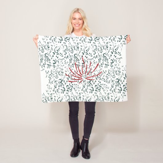 黒い背景の赤い花 フリースブランケット (インサイチュ)