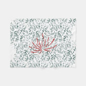 黒い背景の赤い花 フリースブランケット (正面(横))