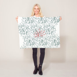 黒い背景の赤い花 フリースブランケット