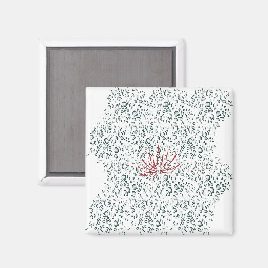 黒い背景の赤い花 マグネット (正面/裏面)