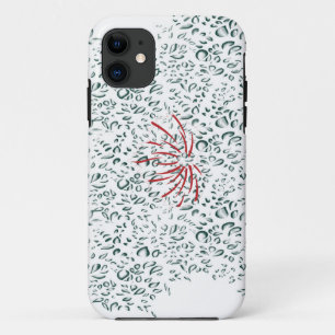 黒い背景の赤い花 iPhone 11 ケース