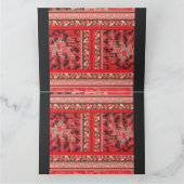 黒い背景の赤と緑のフローラデザイン サンキューカード (内部)