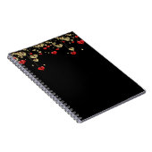 黒い背景の金ゴールドと赤いハート ノートブック (右側)