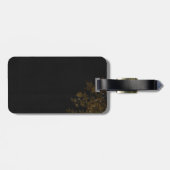 黒い背景の金ゴールドの花 ラゲッジタグ (裏面横)