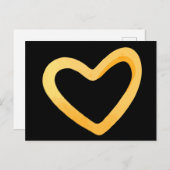 黒い背景の金ゴールドハート ポストカード (正面/裏面)