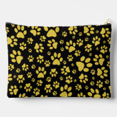 黒い背景の金ゴールドメタルパターンパス アクセサリーポーチ (裏面)