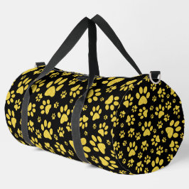 黒い背景の金ゴールドメタルパターンパス ダッフルバッグ