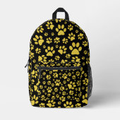 黒い背景の金ゴールドメタルパターンパス プリントバックパック (正面)