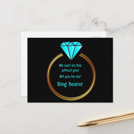 黒い背景の金ゴールドリングや輪 案内ポストカード (正面/裏面インサイチュ)